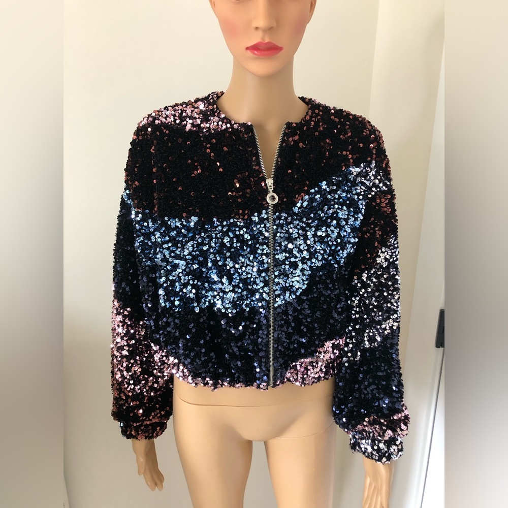NWT Zara sequin bomber jacket